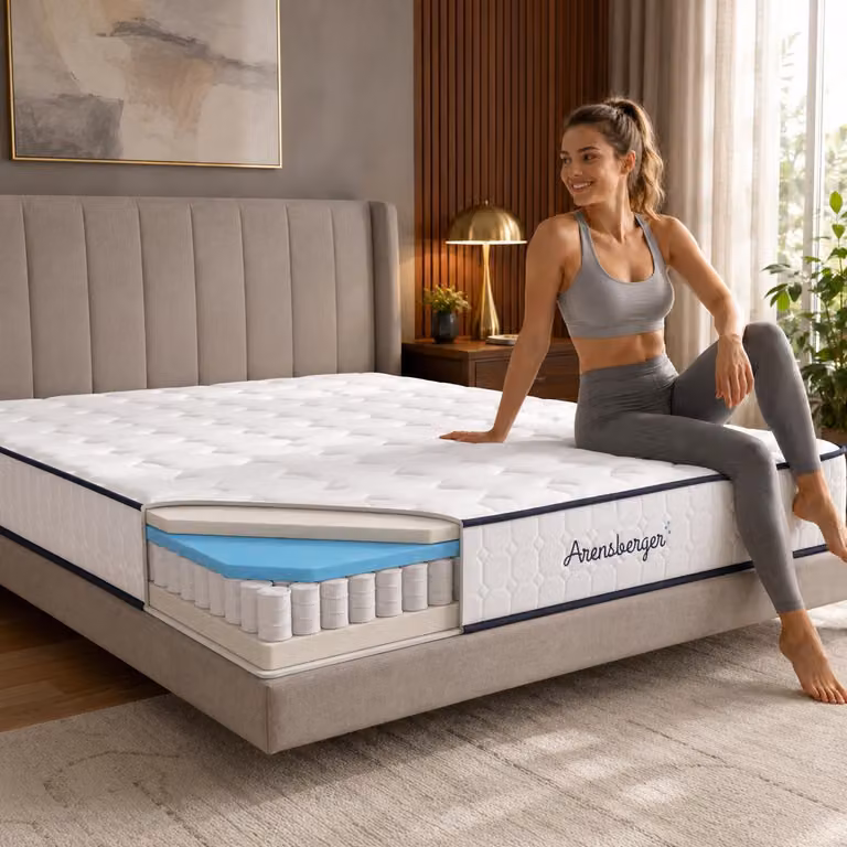 Materasso a molle insacchettate Arensberger LENA SPORT 120 x 200 cm | Materasso sportivo H3 da 21 cm | Schiuma memory e schiuma a freddo | Ergonomico | Traspirante