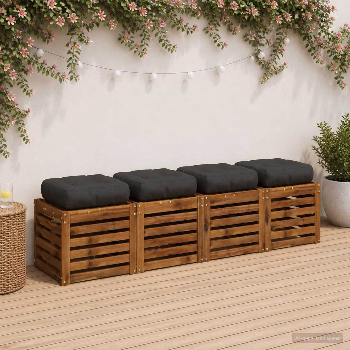 Set di 4 cuscini per sedia vidaXL VIANEN in poliestere, colore antracite