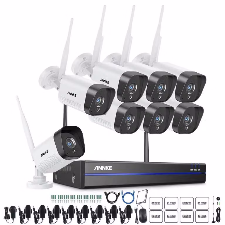 Sistema di videosorveglianza wireless con registratore NVR da 5MP e telecamere Wi-Fi da 3MP