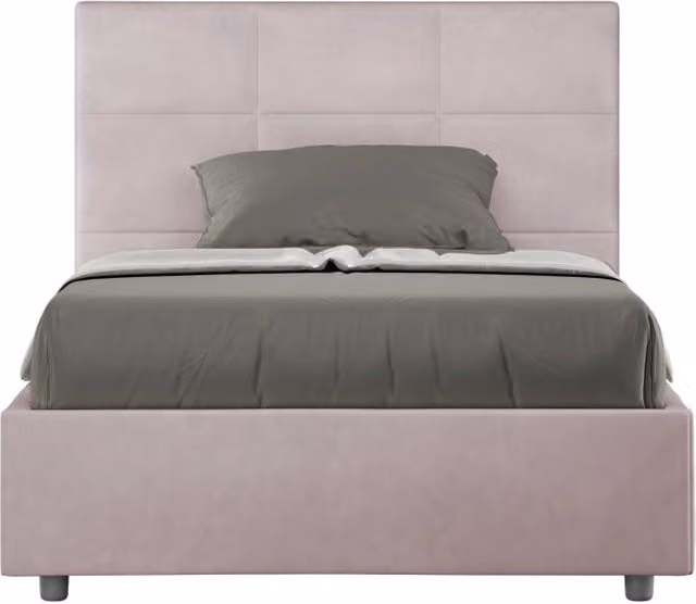 BS COM Letto una piazza e mezza con rete imbottito 120x190 microfibra glicine