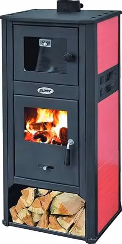 Stufa Acciaio Roma S con Forno Rosso