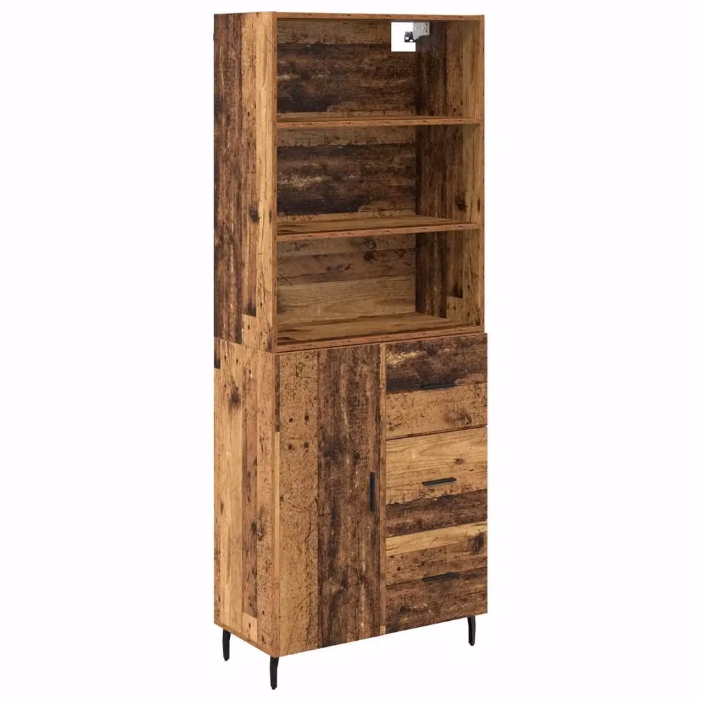 Set di 2 credenze moderne vidaXL in legno e metallo marrone con ante a battente e ripiani interni L: 69,5 cm, P: 32,5 cm, H: 180 cm – 2