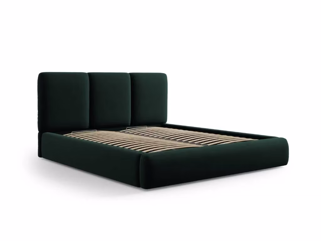 Letto con cassettone e testiera Nicolas Cosmopolitan Design in velluto verde, L: 180 cm x P: 200 cm – 2