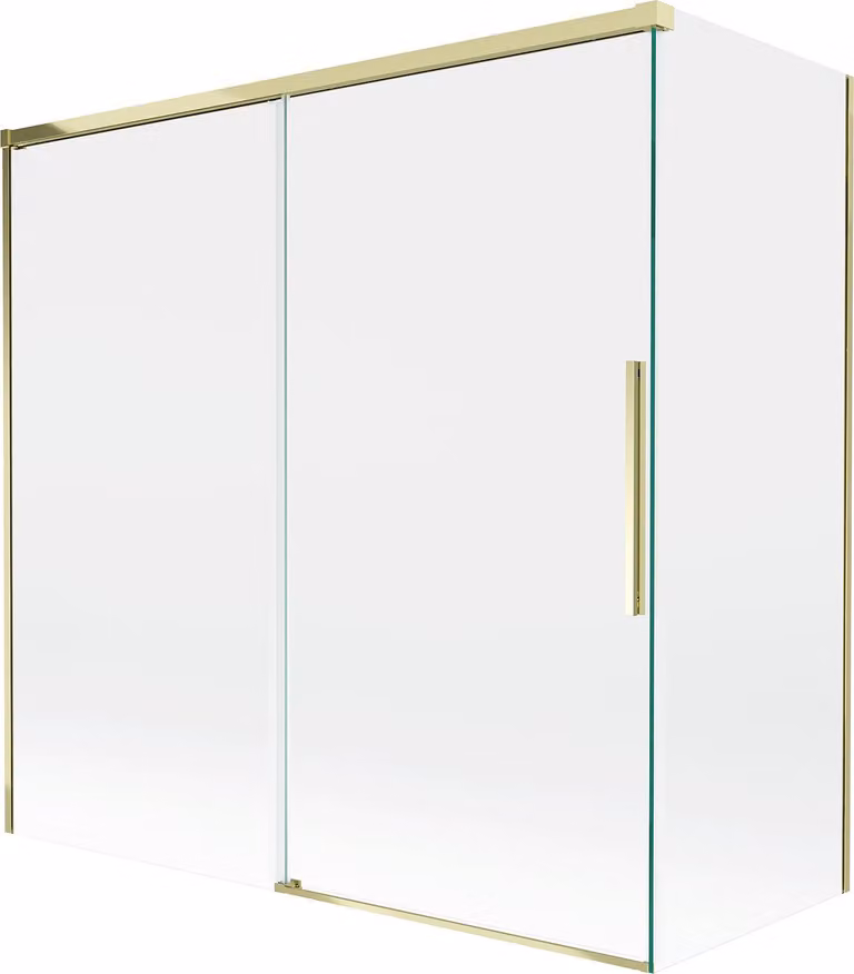 Mexen Rox paratia per vasca da bagno a 2 ante scorrevoli 160 + 70 x 150 cm, trasparente, oro - 8C9-160-070-50-00