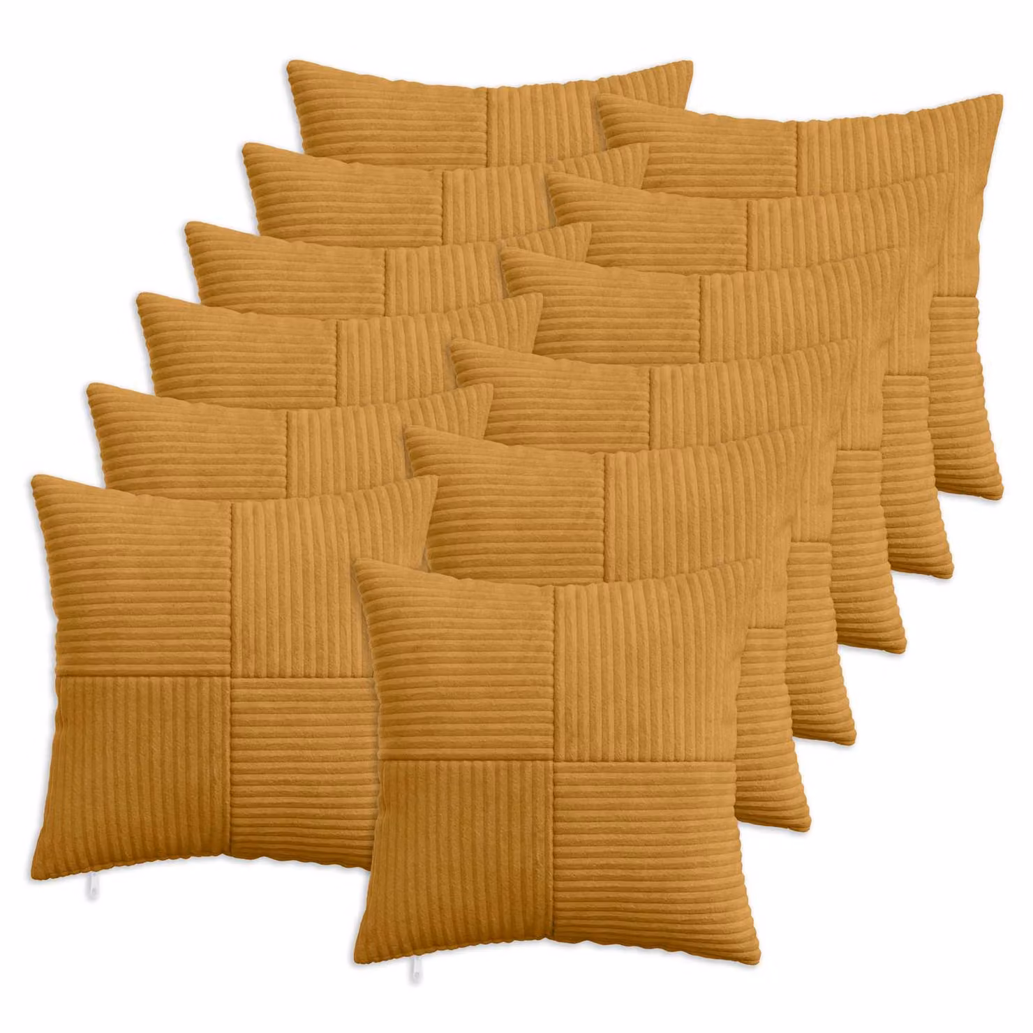 Set di 12 federe vidaXL ALMELO in velluto a coste gialle, L 50 x P 50 cm