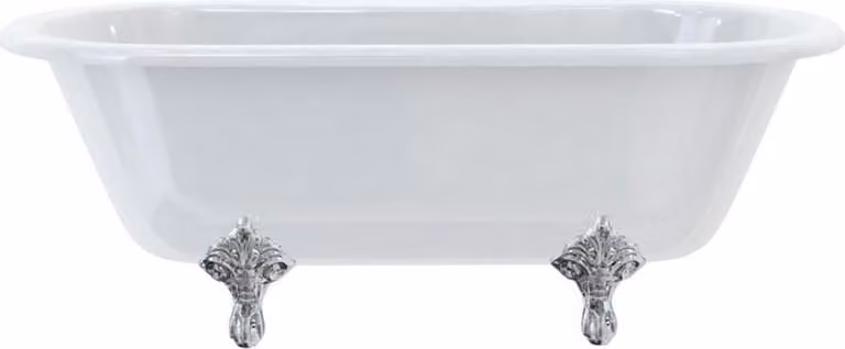 Casa Padrino Luxury Art Nouveau Bathtub White / Silver 169 x 74,5 x H. 62 cm - Vasca da bagno autoportante in acrilico retrò - Arredo bagno retrò