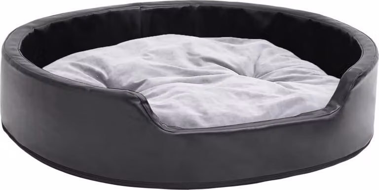 Lettino per Cani Nero e Grigio 79x70x19 cm Peluche e Pelle finta