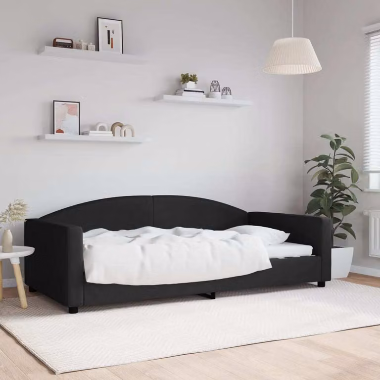 Maison Exclusive - Letto a giorno nero, 100x200 cm, rivestito in tessuto
