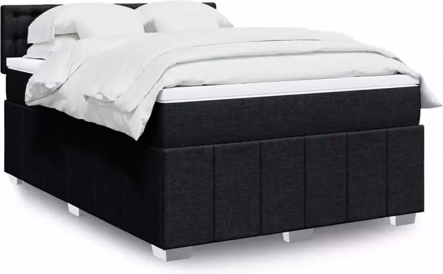 Letto Ibrido vidaXL con Materasso a Molle Insacchettate e Struttura Imbottita, Nero e Bianco, L/P: 160 x 200 cm – 1