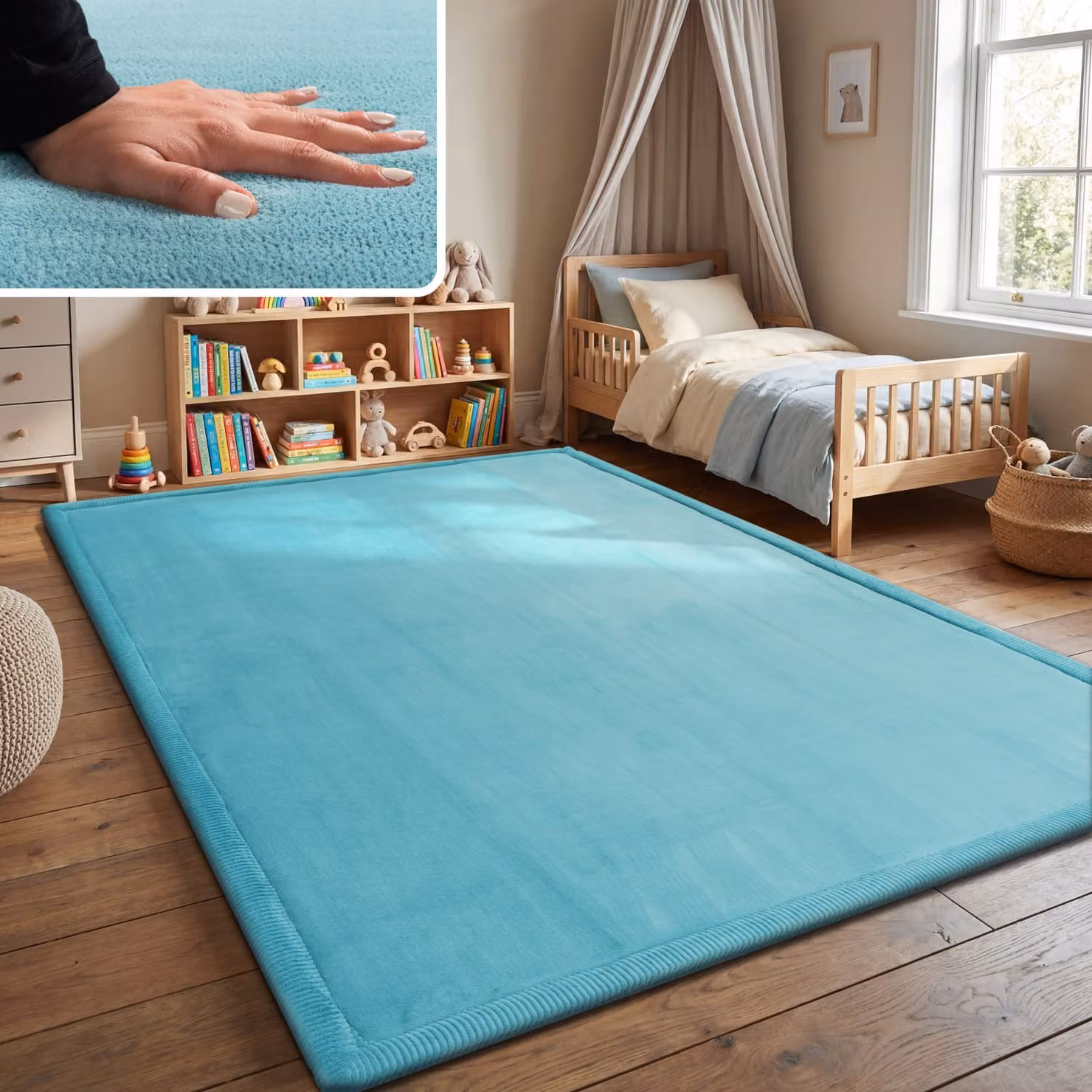 Tappeto rotondo lavabile per bambini Atami blu Diametro: 200 cm – 2