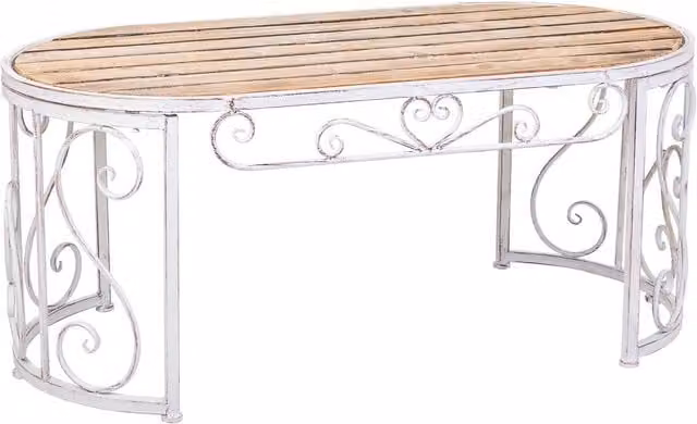 Tavolino ovale in legno di abete WANDERLUST DECO grigio stile shabby chic L: 60 cm, P: 115 cm, H: 50 cm