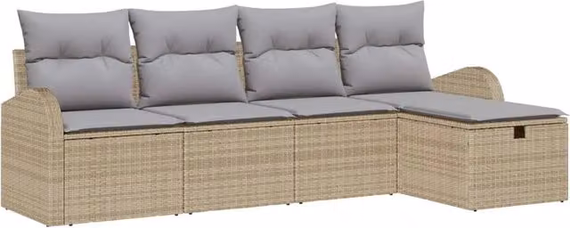Set di divani 5 pz Beige e Grigio Chiaro polyrattan 3359059
