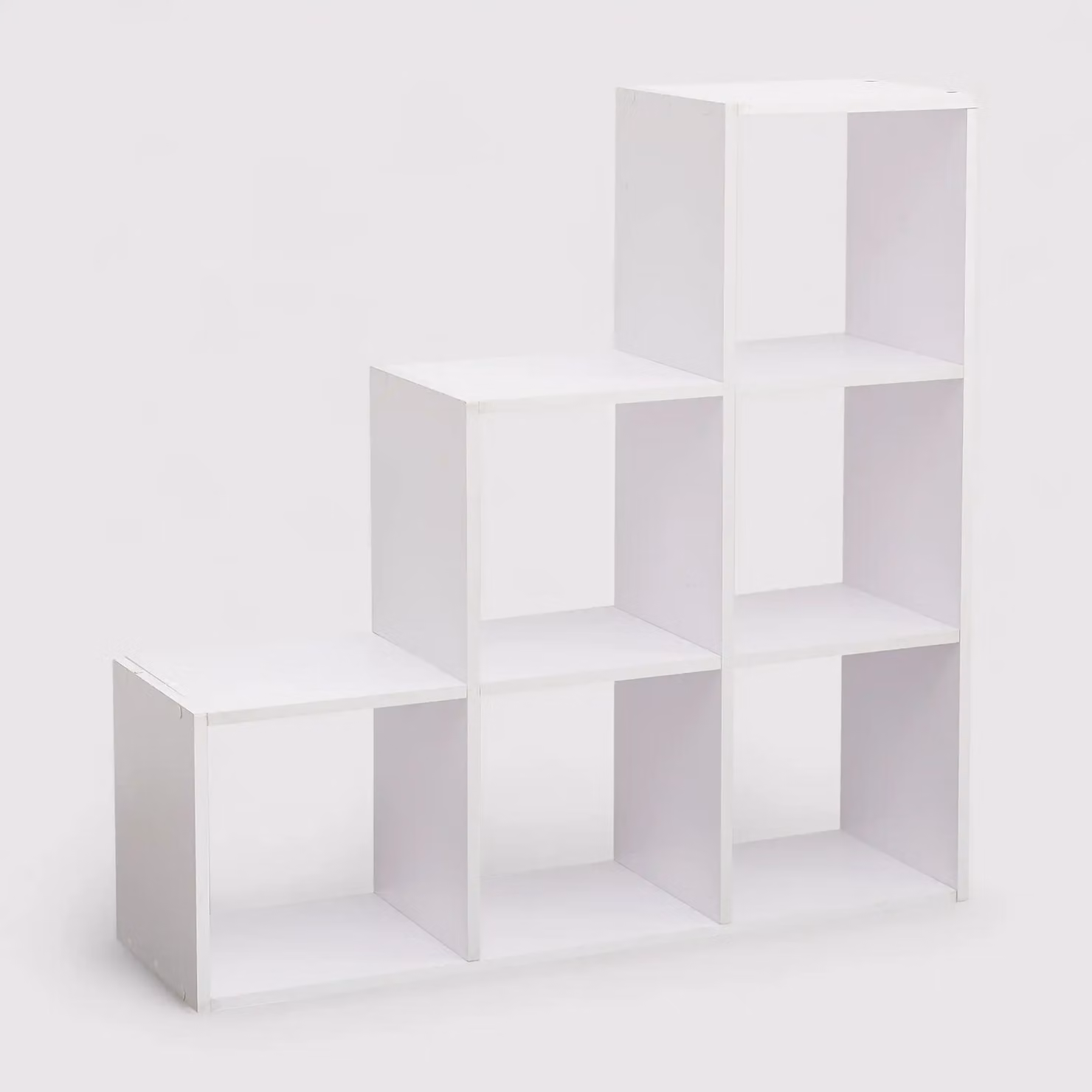 Clusia - Libreria a scala bianca con 6 vani a cubo