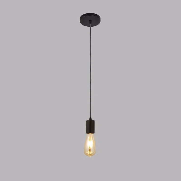 Sospensione Industrial-Nordico Squiggle Acciaio Nero 1 Luce E27