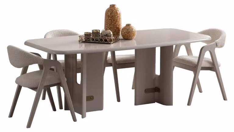 Moderner Esszimmer Set Designer Holztisch Luxuriöse Polsterstühle