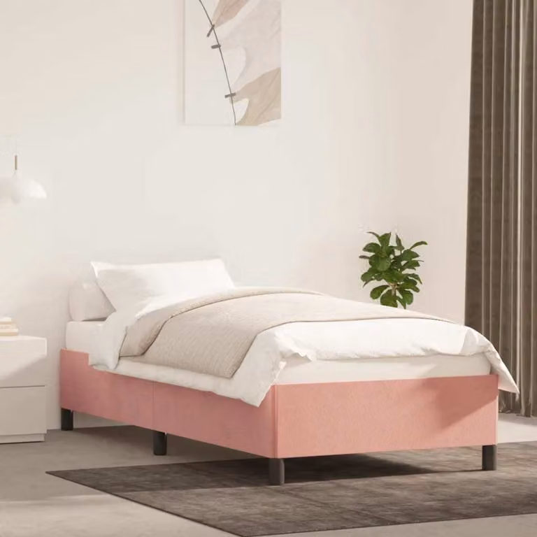 The Living Store Rete da letto rosa 100x200 cm in velluto