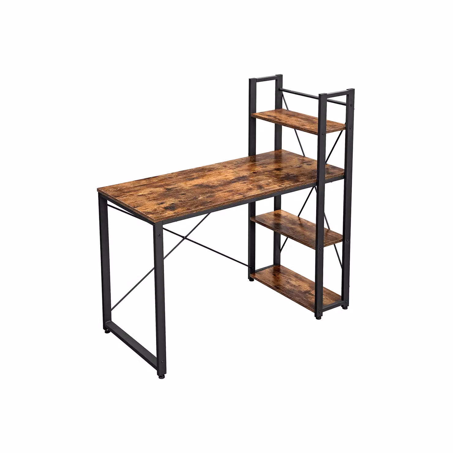 Scrivania per Computer con Scaffale, Marrone Vintage + Nero / 56 x 120 x 120 cm