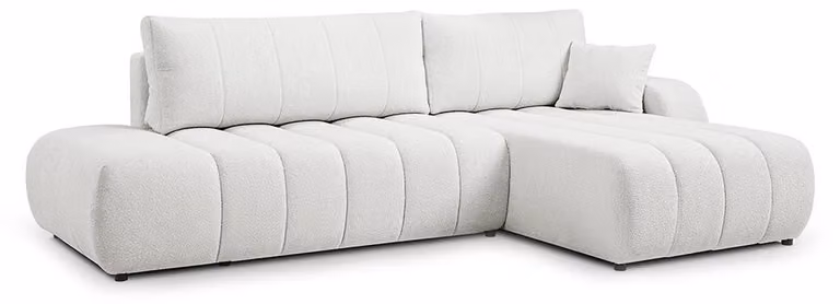Divano angolare con funzione letto, modello Baloa, lato destro, colore "Morgennebel"