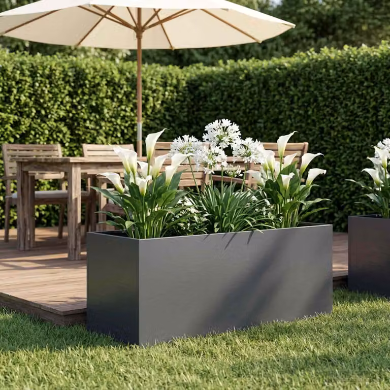 Vaso da giardino vidaXL in metallo Antracite L: 100 cm, P: 40 cm, H: 40 cm