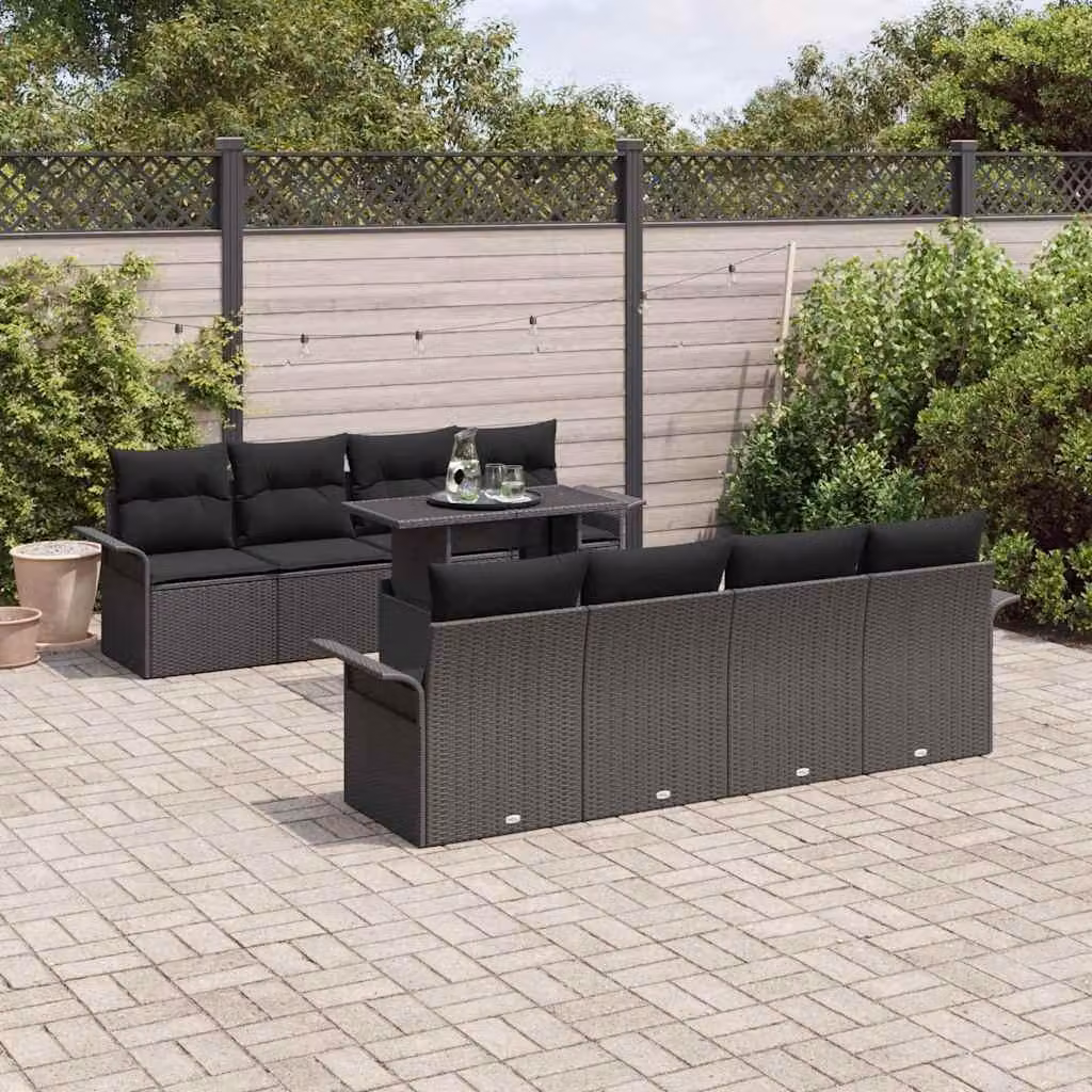 Maison Exclusive - Set da giardino composto da 9 pezzi, colore nero [Materiale sintetico]: rattan sintetico