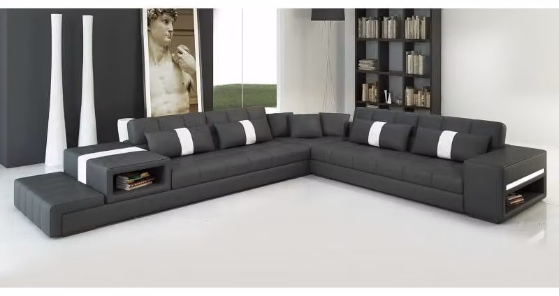 Modern Ecksofa LED USB Polster Leder Design Sofa Garnitur Wohnlandschaft Sofa
