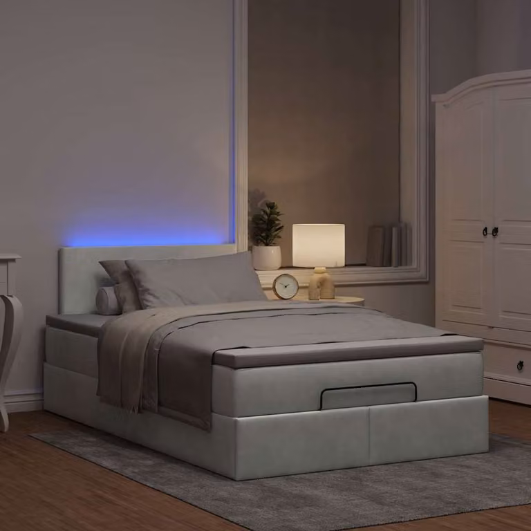 Maison Exclusive - Pouf Letto con Materasso e LED Grigio Chiaro 120x190cm Velluto