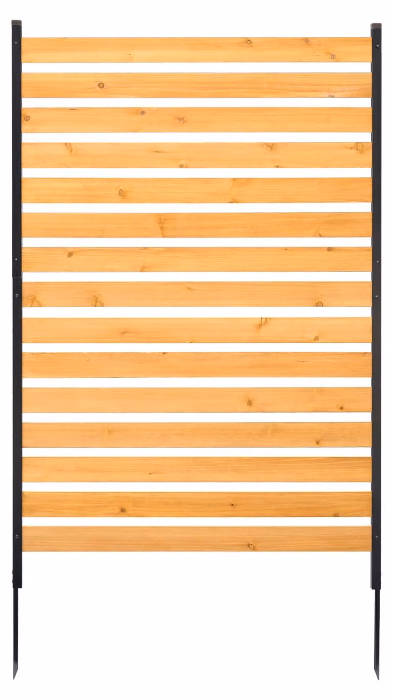 SucceBuy Recinzione in legno per la privacy, 99,1 cm L x 155,4 cm L, schermo per recinzione a 1 pannello per climatizzatori, recinzione per attrezzature da piscina con pali in metallo, facile da montare fai da te, copertura per bidoni della spazzatura da