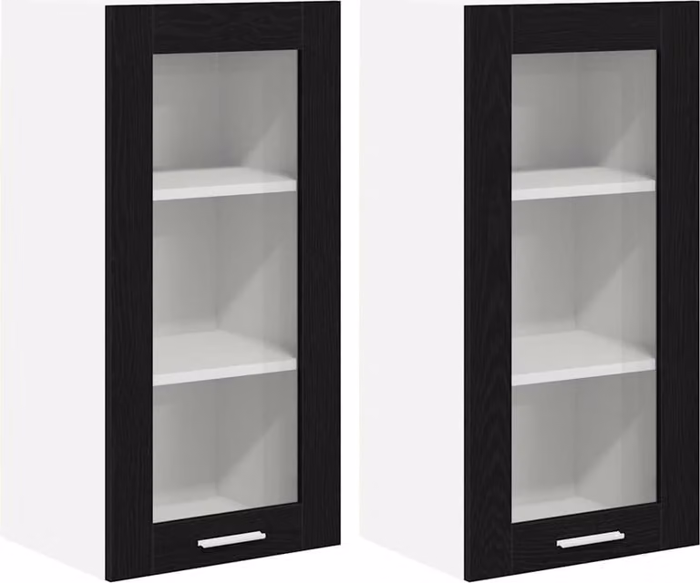 Armadio pensile con porta 2 pcs Rovere Nero 40 x 31 x 80 cm