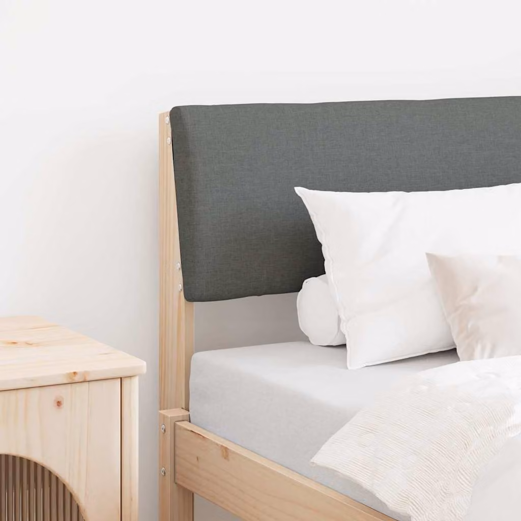 Testiera imbottita vidaXL in pino massello e tessuto, Grigio scuro, Altezza: 75 cm