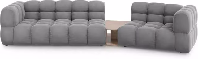 Divano modulare destro Sky di Cosmopolitan Design, modello a 3 posti in velluto grigio, L 353 cm x P 126 cm x H 75 cm