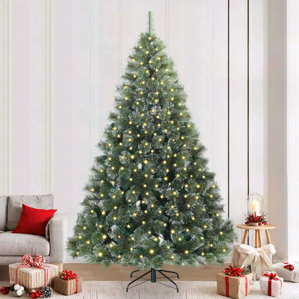 Albero di Natale artificiale moderno vidaXL verde con 300 LED luce bianca calda in PE e PVC, Altezza: 240 cm