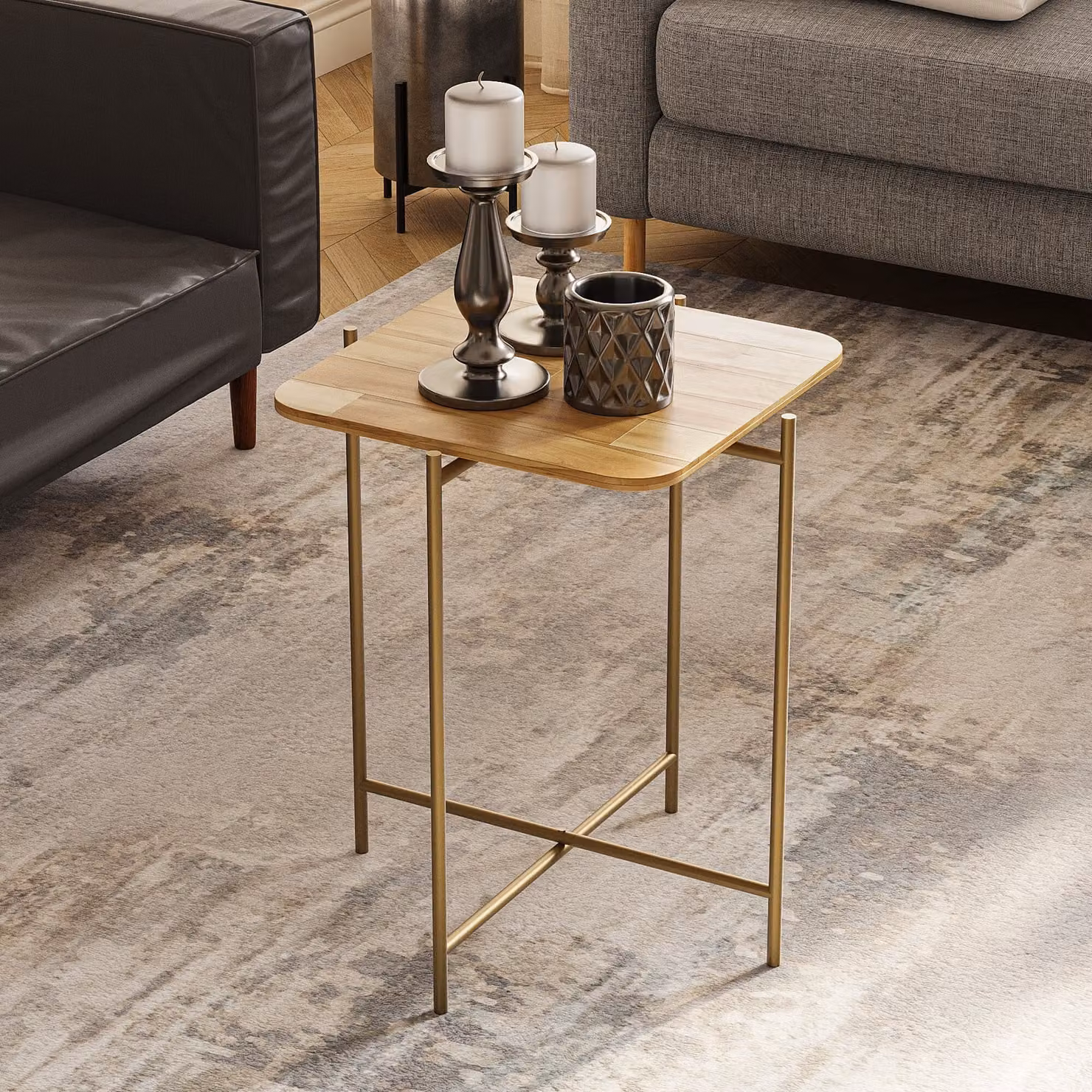Skye Decor, Shb-005-A, tavolino, 100 % LEGNO, oro, 46 x 46 x 56 cm