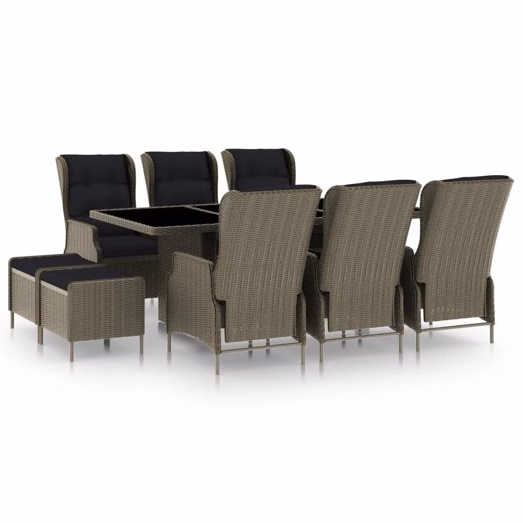 Maison Exclusive - Set da pranzo da giardino da 9 pezzi con cuscini in rattan sintetico marrone