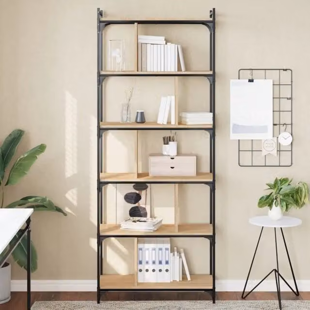 Libreria Design Mania in stile industrial con 6 ripiani, colore marrone, L: 76 cm, P: 32 cm, H: 192 cm