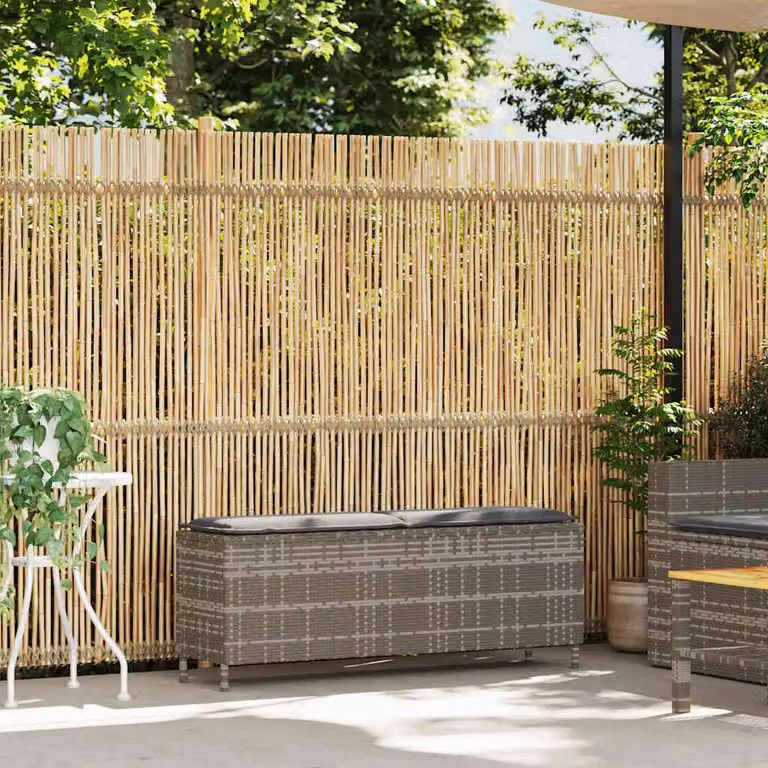 vidaXL Panca da Giardino con Cuscino Grigio 110x30x40,5 cm Polyrattan