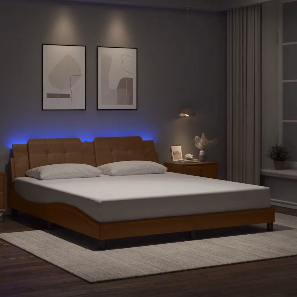 vidaXL Giroletto Zadar Cappuccino con LED e porta USB, L/P: 180 x 200 cm