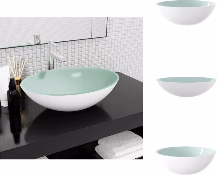 vidaXL Lavabo in vetro 50x37x14 cm Bianco - Lavabo da bagno