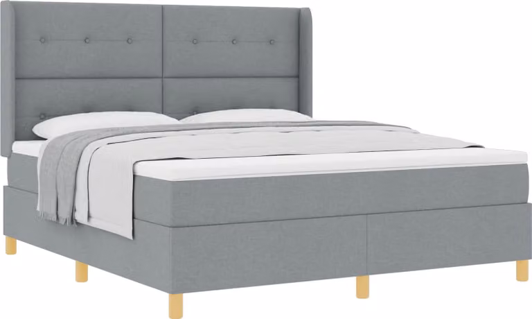 Letto a molle con materasso Grigio chiaro 180 x 200 cm Tessuto