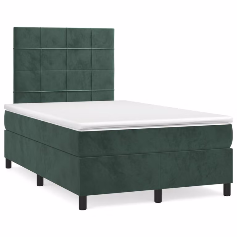 Giroletto a Molle con Materasso Verde Scuro 120x200 cm Velluto