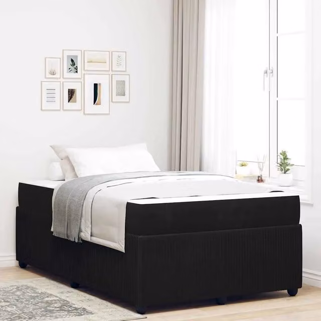 Struttura del letto con materasso-Giroletto con materasso Nero 120 x 190 cm Tessuto 859610
