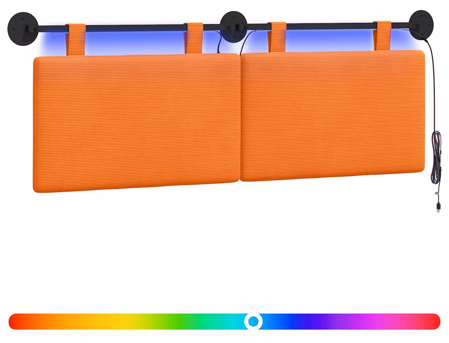 Testiera sospesa Con luce LED Arancione Tessuto in Cords