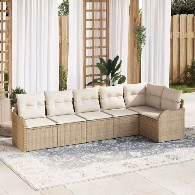 Set Divano da Giardino 6 pz Beige polyrattan 3354390