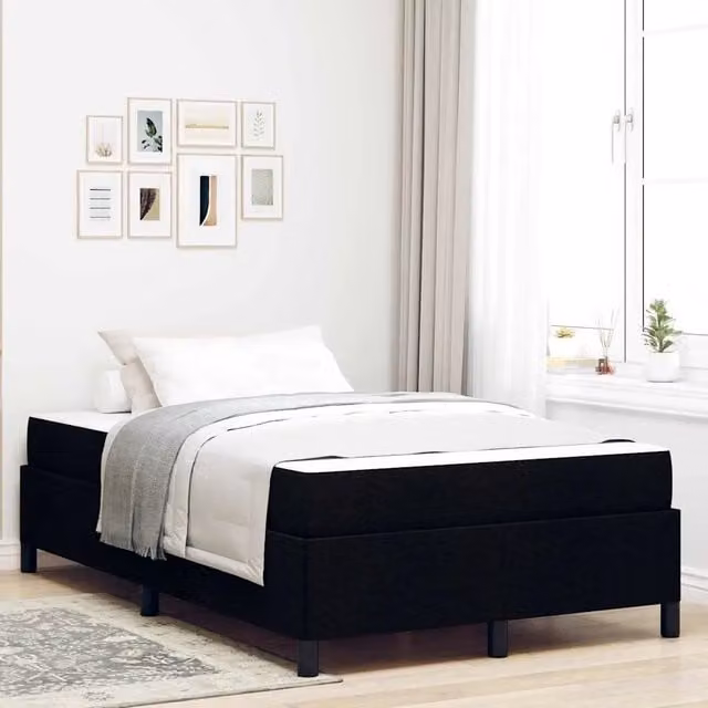 Letto a molle moderno vidaXL in tessuto nero L: 120 cm, P: 200 cm – 1