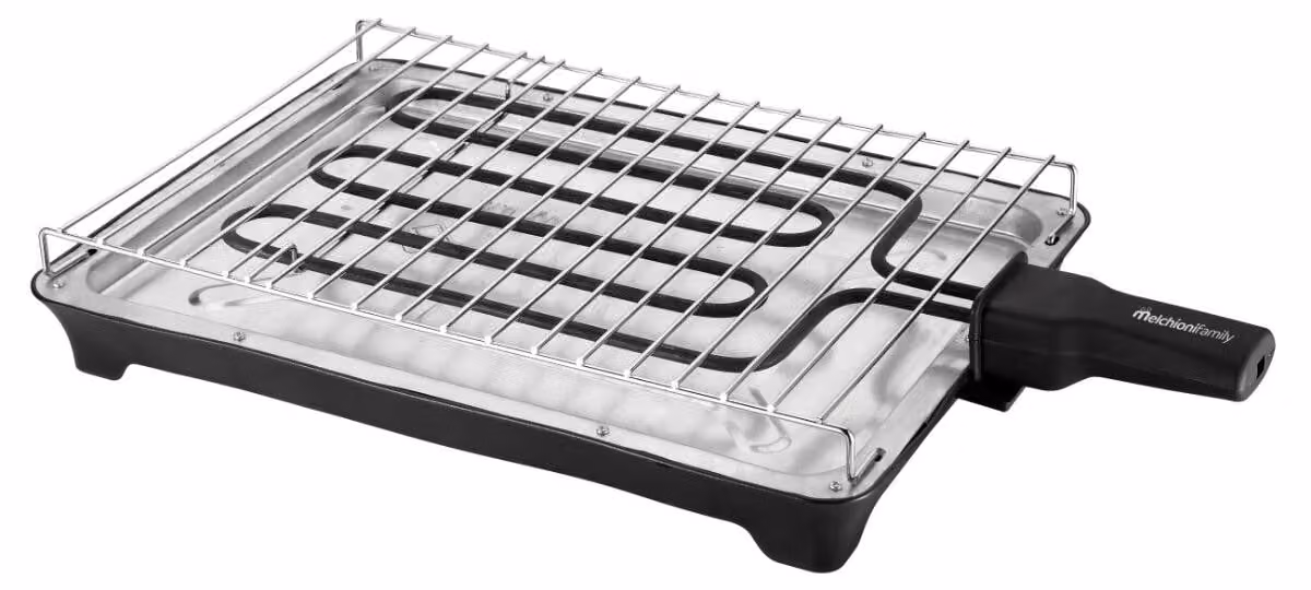 Griglia elettrica da tavolo Melchioni da 2000 W, doppia piastra rimovibile 26x37 cm
