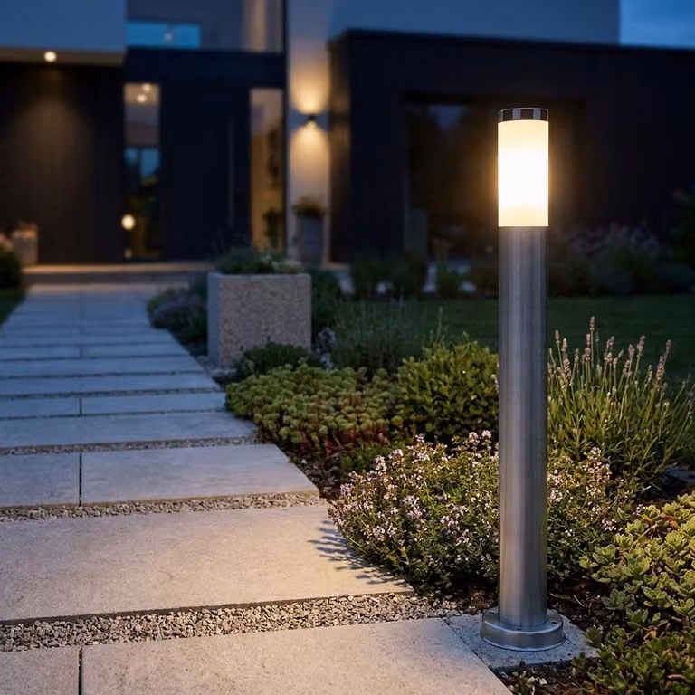 Lampada da terra a LED RGB, acciaio inossidabile, controllo tramite app e vocale, H 80 cm