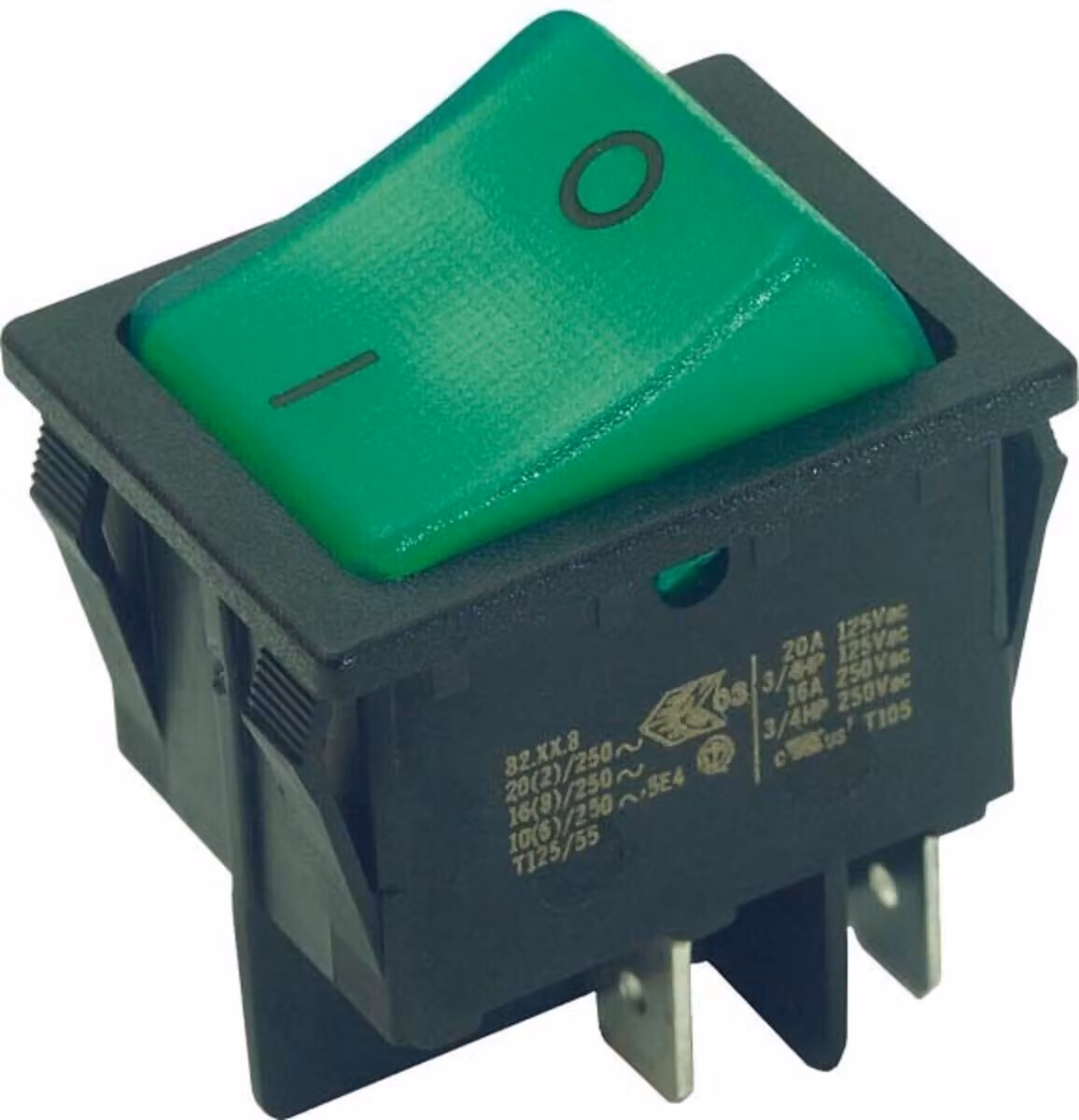 Interruttore a bilanciere BACHMANN serie 3652, interruttore di spegnimento, carico, 2 poli, nero / verde