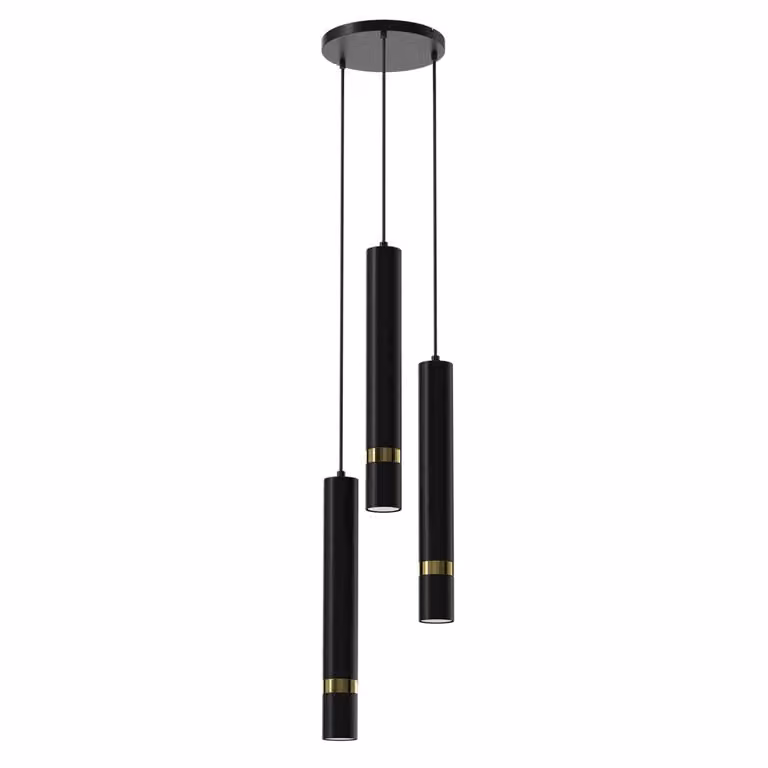 Lampada a sospensione a tre tubi nero-oro regolabile Joker 3xGU10 8W Milagro
