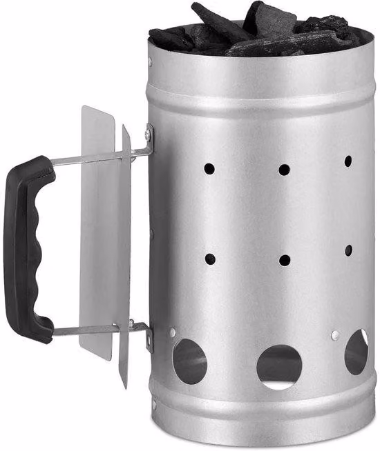 Accenditore per barbecue in metallo - Accessorio per barbecue - 16 x 27 cm - Nero