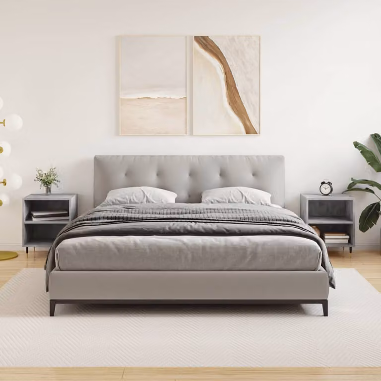 Set di 2 comodini vidaXL moderni in legno e metallo, colore grigio, L 40 cm x P 30 cm x H 50 cm, modello da appendere alla parete