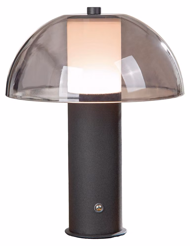 Gilde Tischleuchte (LED), Pilz, Triest, Acryl, Metall, schwarz, VE 1, D. 20 cm Höhe: 25.00 cm Durchmesser: 20.00 cm 59641